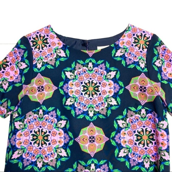 J.CREW Floral Monogram Print Shift Dress Pink/Black Style E8048 - Picture 3 of 7